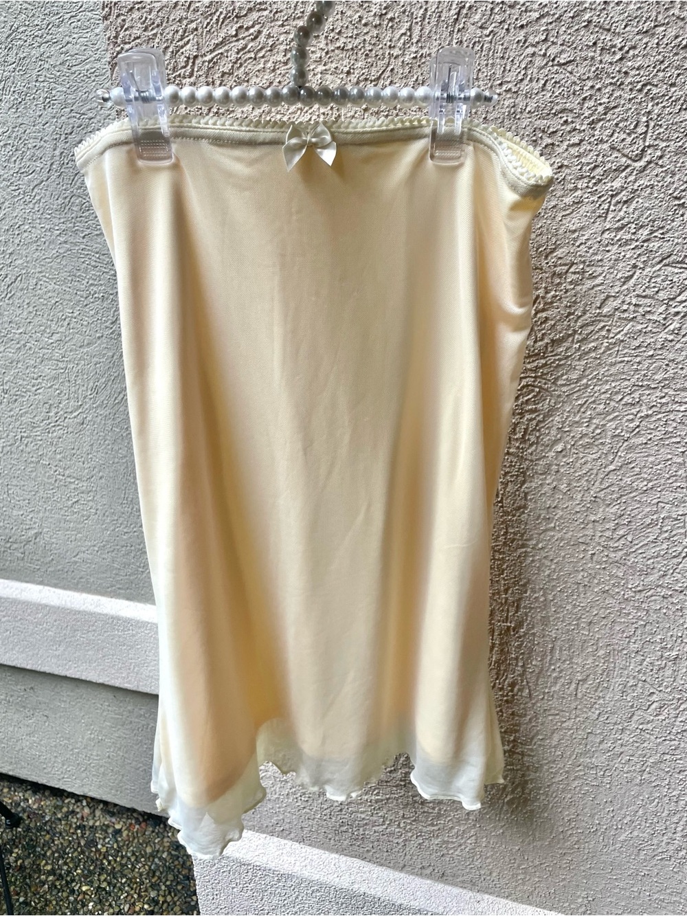 SHEIN light yellow Bow-Accent Midi mesh Skirt lined never worn